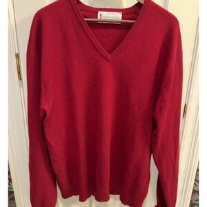 Cable Car Clothiers Robert Kirk Red 48 Scottish Cashmere V Neck Sweater *Read